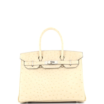 Hermes Birkin Handbag Light Ostrich with Palladium Hardware 30