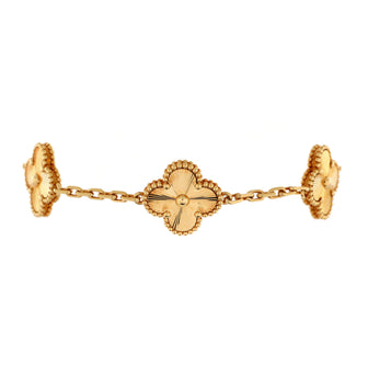 Van Cleef & Arpels Vintage Alhambra 5 Motifs Bracelet Guilloche 18K Yellow Gold