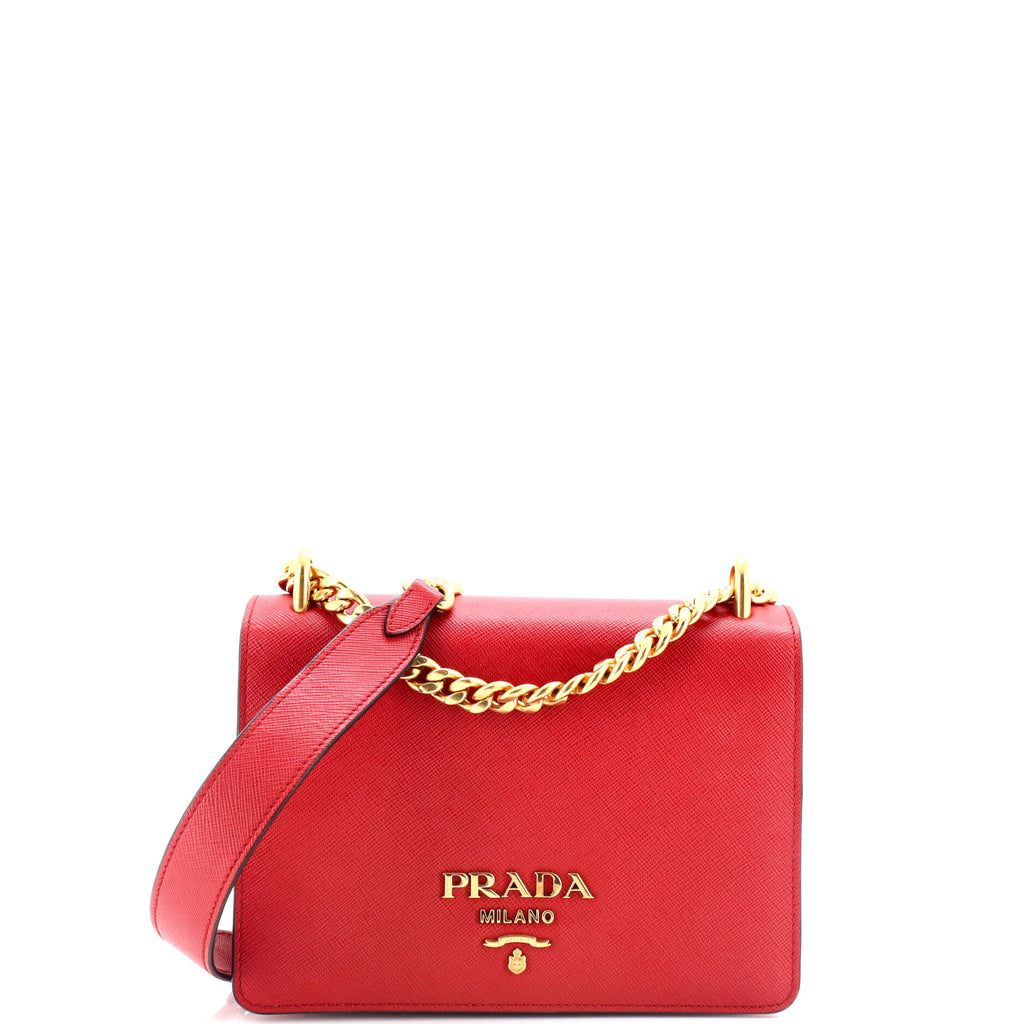 Prada Chain Flap Bag Saffiano Leather Small Red 30711210