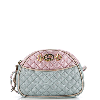 Gucci Trapuntata Camera Shoulder Bag Quilted Laminated Leather Mini