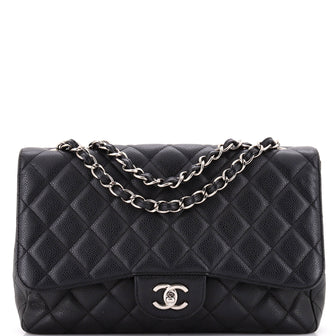 Chanel Classic Single Flap Bag Quilted Caviar Jumbo