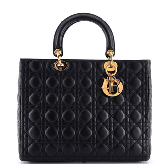 Christian Dior Vintage Lady Dior Bag Cannage Quilt Lambskin Large