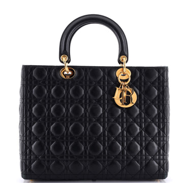 Christian Dior Vintage Lady Dior Bag Cannage Quilt Lambskin Large