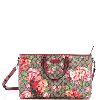 Gucci Convertible Zip Tote Blooms Print GG Coated Canvas Large