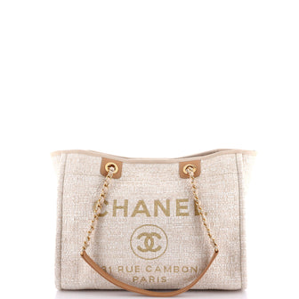 Chanel Deauville Tote Raffia with Glitter Detail Small
