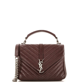 Saint Laurent Classic Monogram College Bag Matelasse Chevron Leather Medium