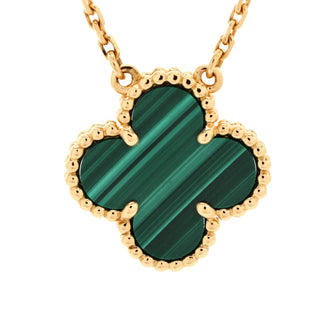 Van Cleef & Arpels Vintage Alhambra Pendant Necklace 18K Yellow Gold and Malachite