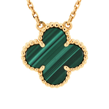 Van Cleef & Arpels Vintage Alhambra Pendant Necklace 18K Yellow Gold and Malachite