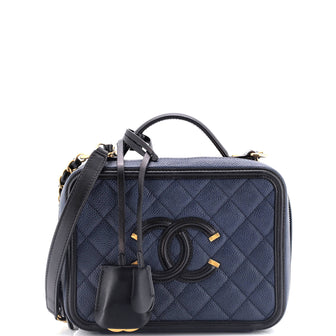 Chanel Filigree Vanity Case Quilted Caviar Medium
