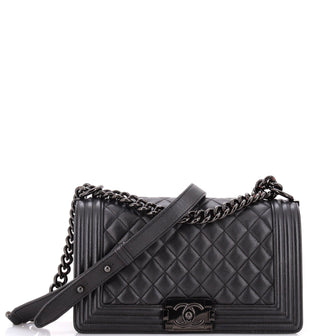 Chanel Boy Flap Bag Quilted Caviar New Medium