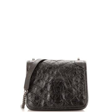 Saint Laurent Niki Chain Wallet Matelasse Chevron Leather
