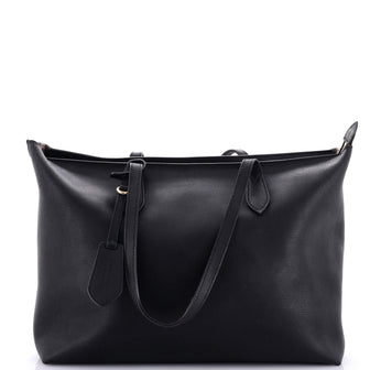 Burberry Zip Tote Leather and Haymarket Check Coated Canvas Medium