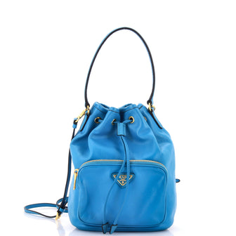 Prada Drawstring Pocket Bucket Bag Soft Calf Small