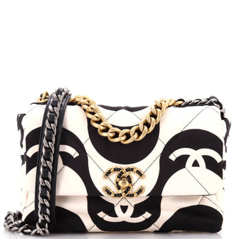 Chanel 19 Flap Bag Quilted Printed Silk Medium