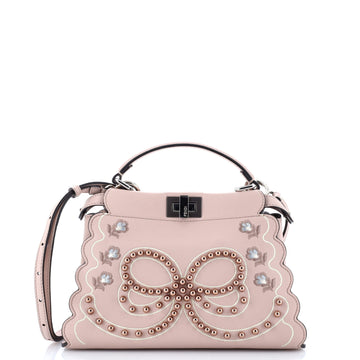Fendi Peekaboo Bag Embroidered Leather with Studs Mini