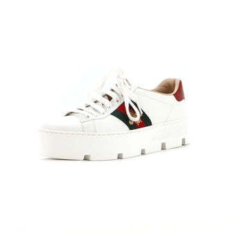 Gucci Women's Ace Web Platform Sneakers Leather