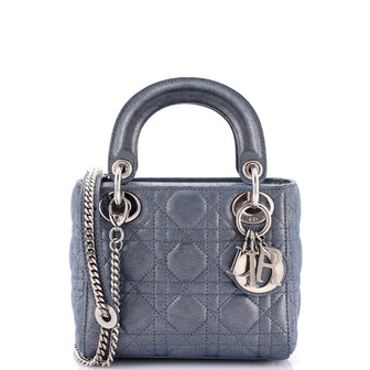 Christian Dior Lady Dior Chain Bag Cannage Quilt Iridescent Leather Mini