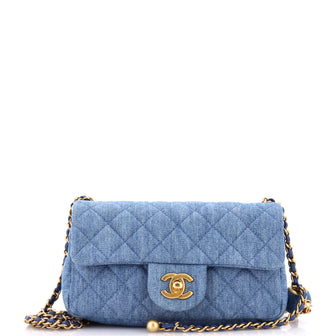 Chanel Pearl Crush Flap Bag Quilted Denim Mini