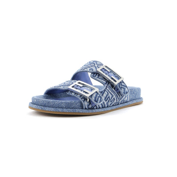 Fendi Women's Feel Slide Sandals Zucca Denim