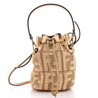 Fendi Mon Tresor Bucket Bag Zucca Raffia Mini