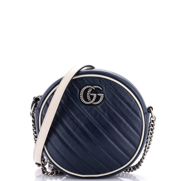 Gucci GG Marmont Round Shoulder Bag Diagonal Quilted Leather Mini