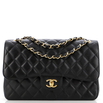 Chanel Classic Double Flap Bag Quilted Caviar Jumbo