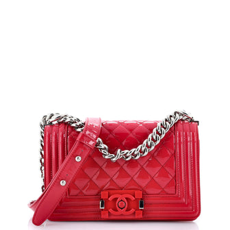 Chanel Boy Flap Bag Quilted Plexiglass Patent Small