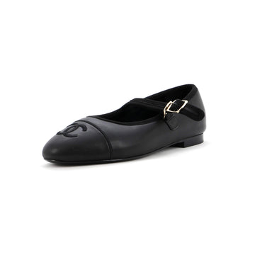 Chanel Women's CC Mary Jane Flats Embroidered Leather