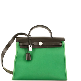 Hermes Herbag Zip Leather and Toile 31