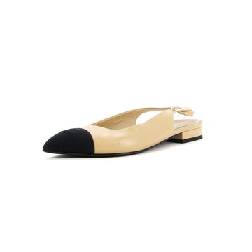 Chanel Women's Cap Toe CC Slingback Flats Leather