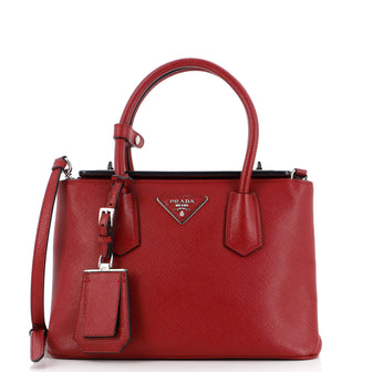 Prada Turnlock Cuir Twin Tote Saffiano Leather Mini