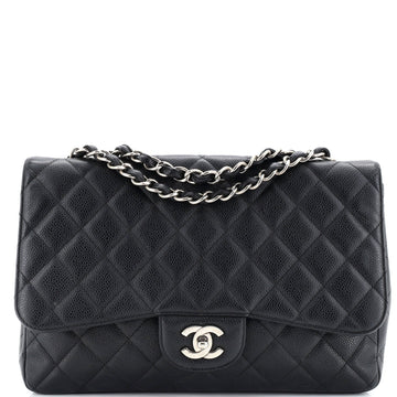 Chanel Classic Single Flap Bag Quilted Caviar Jumbo