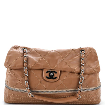 Chanel Expandable Ligne Flap Bag Quilted Calfskin Medium