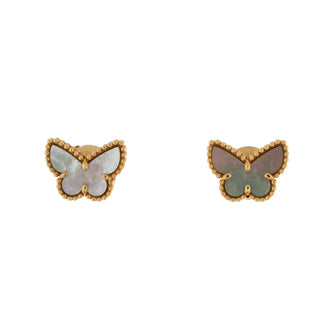 Van Cleef & Arpels Sweet Alhambra Butterfly Stud Earrings 18K Yellow Gold and Mother of Pearl