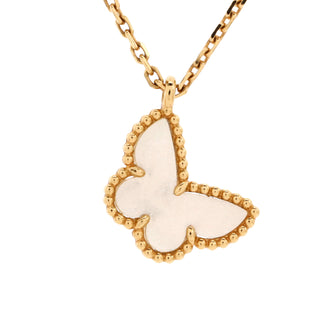 Van Cleef & Arpels Sweet Alhambra Butterfly Pendant Necklace 18K Yellow Gold and Mother of Pearl