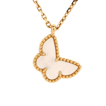 Van Cleef & Arpels Sweet Alhambra Butterfly Pendant Necklace 18K Yellow Gold and Mother of Pearl