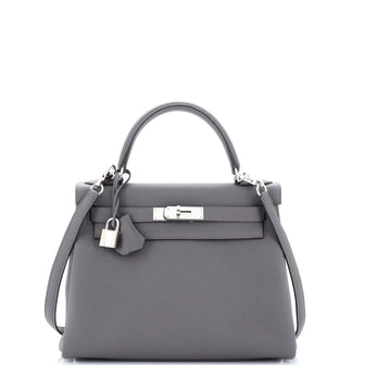 Hermes Kelly Handbag Grey Togo with Palladium Hardware 28