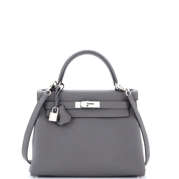 Hermes Kelly Handbag Grey Togo with Palladium Hardware 28