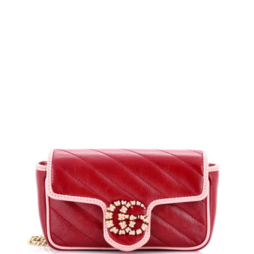 Gucci GG Marmont Flap Bag Diagonal Quilted Leather Super Mini