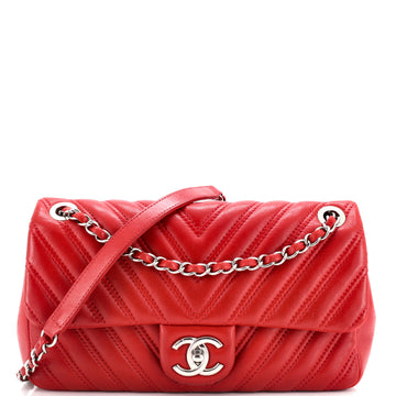 Chanel Double Stitch Flap Bag Chevron Lambskin Medium
