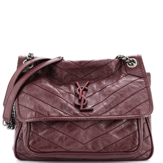 Saint Laurent Niki Chain Flap Bag Matelasse Chevron Leather Medium