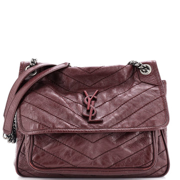 Saint Laurent Niki Chain Flap Bag Matelasse Chevron Leather Medium