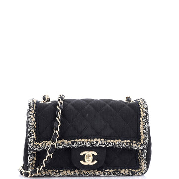 Chanel Classic Single Flap Bag Quilted Denim with Tweed Mini