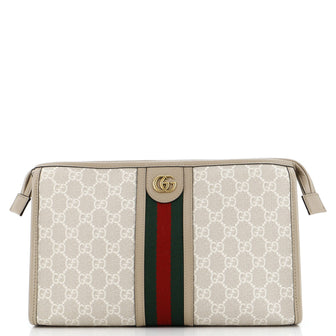 Gucci Ophidia Toiletry Case GG Coated Canvas with Leather