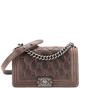 Chanel Celtic Boy Flap Bag Chesterfield Padding Goatskin Old Medium