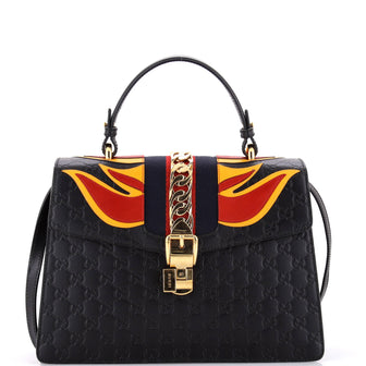 Gucci Sylvie Top Handle Bag Guccissima Leather with Applique Medium