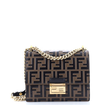 Fendi Kan U Shoulder Bag Zucca Embossed Leather Small