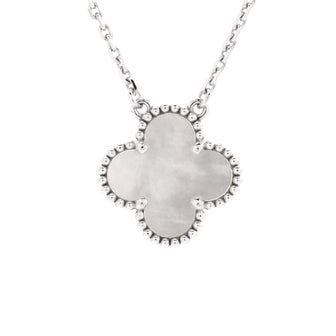 Van Cleef & Arpels Vintage Alhambra Pendant Necklace 18K White Gold and Mother of Pearl