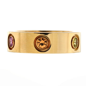 Cartier Love 6 Stone Band Ring 18K Yellow Gold with Sapphires, Amethyst, and Garnets