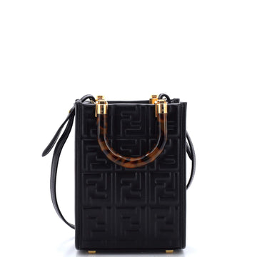 Fendi Sunshine Shopper Tote Zucca Embossed Leather Mini